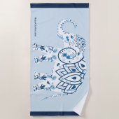 Beauful Blue India Elephant Name Beach Towel Strandlaken (Voorkant)