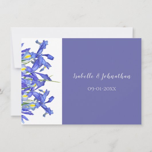 Beauful Blue Iris Floral Bouquet-informatie (Achterkant)