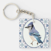 Beauful Blue Jay Bird Sleutelhanger (Voorkant)