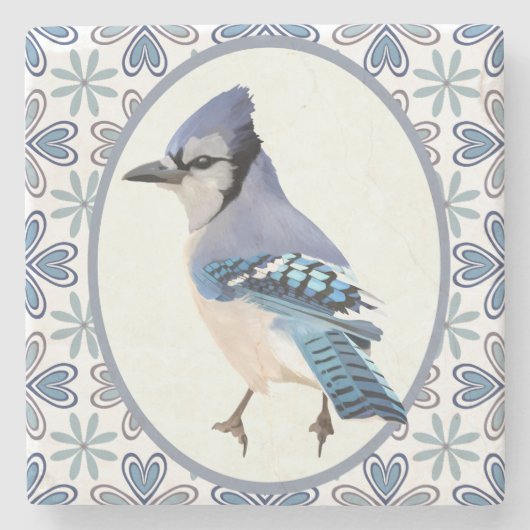 Beauful Blue Jay Bird Stenen Onderzetter (Voorkant)
