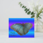 Beauful Blue Morpho Butterfly Birthday Briefkaart (Staand voorkant)