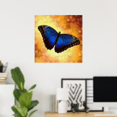 Beauful Blue Morpho Butterfly Bokeh Poster (Thuiskantoor)
