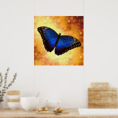 Beauful Blue Morpho Butterfly Bokeh Poster (Keuken)