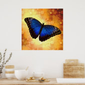 Beauful Blue Morpho Butterfly Bokeh Poster (Keuken)