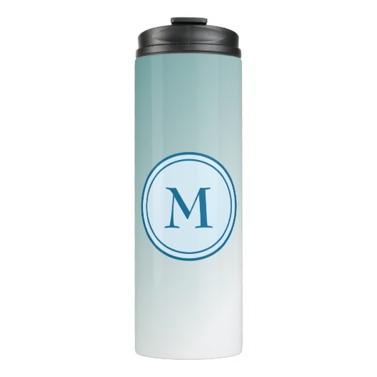 Beauful Blue Ombre Monogram Thermosbeker (Voorkant)
