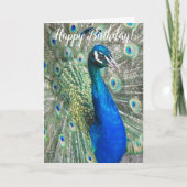 Beauful Blue Peacock Foto Birthday Kaart (Voorkant)