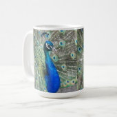 Beauful Blue Peacock Plumage Foto Koffiemok (Voorkant links)