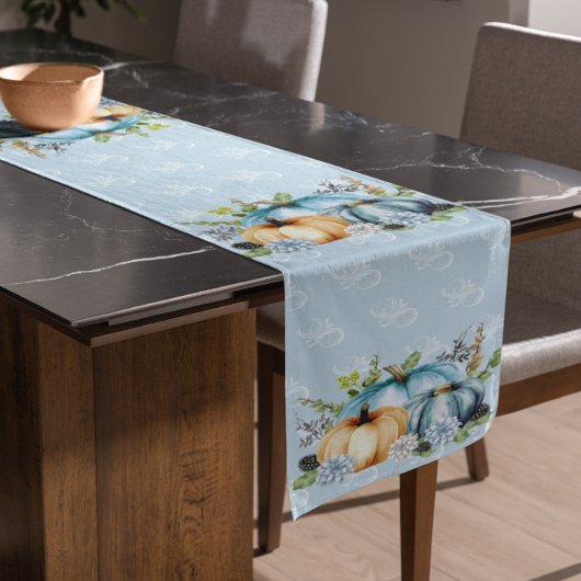 Beauful Blue Pumpkin Autumn Waterverf Herfst Korte Tafelloper