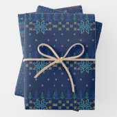 Beauful Blue Sweater Knit Pattern Inpakpapier Vel (In situ)