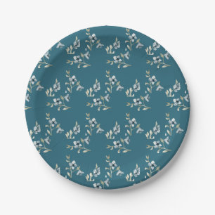 Beauful Blue Turquoise Floral French Elegance Papieren Bordje