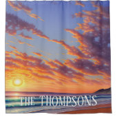 Beauful Blue Turquoise Ocean Sunset Douchegordijn (Voorkant)