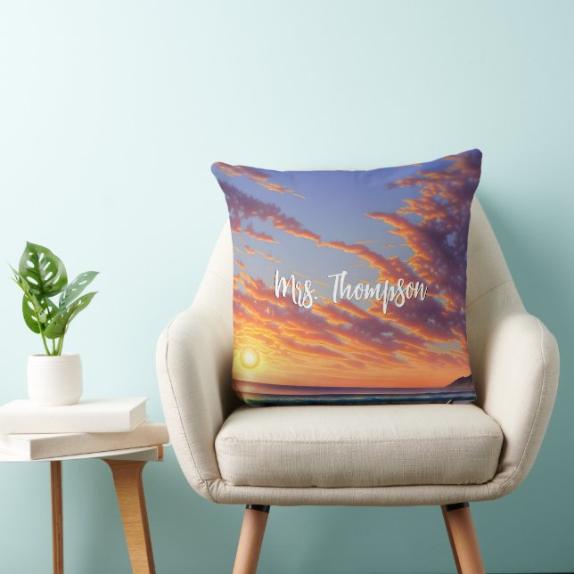 Beauful Blue Turquoise Ocean Sunset Kussen (Stoel)