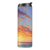 Beauful Blue Turquoise Ocean Sunset Thermosbeker (Gedraaid links)