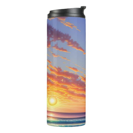 Beauful Blue Turquoise Ocean Sunset Thermosbeker (Gedraaid links)