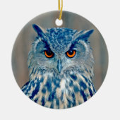 Beauful Blue Uhu Raptor Owl Keramisch Ornament (Voorkant)
