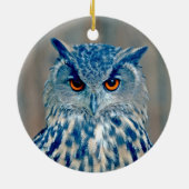 Beauful Blue Uhu Raptor Owl Keramisch Ornament (Achterkant)
