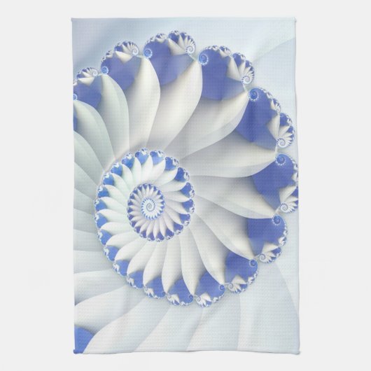 Beauful Blue & White Zee Shell Abstracte Art Theedoek (Verticaal)