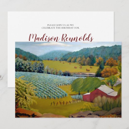 Beauful Boerderij Vineyard Birthday Kaart (Voorkant / Achterkant)