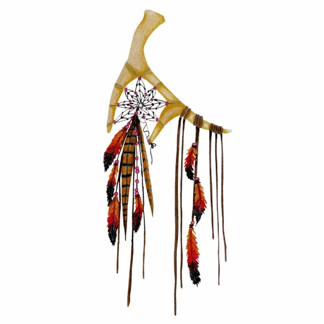 Beauful Boho Bohemian Deer Antler Dream Catcher Fotobeeldje Ornament (Voorkant)