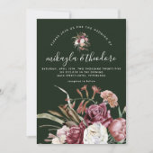 Beauful Boho Floral Dark Green Wedding Kaart (Voorkant)