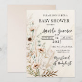 Beauful Boho Flower Baby shower Invitation Aankondiging (Voorkant / Achterkant)