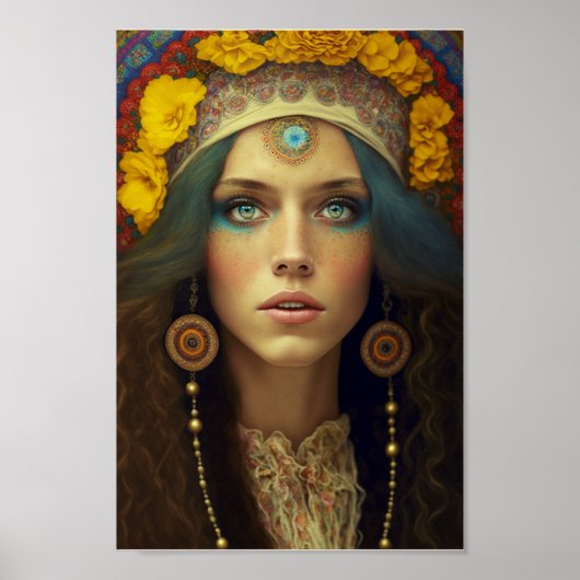 Beauful Boho Hippie Woman Poster (Voorkant)