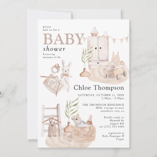 Beauful Boho Nursery Boy Baby shower Invitation Kaart (Voorkant)