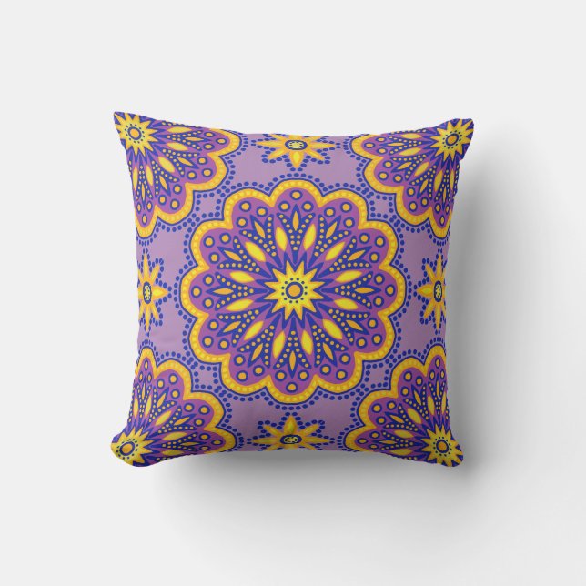 Beauful Boho Paars Talavera Tegel Kussen (Voorkant)