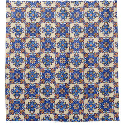 Beauful Boho Talavera Tile Douchegordijn (Voorkant)