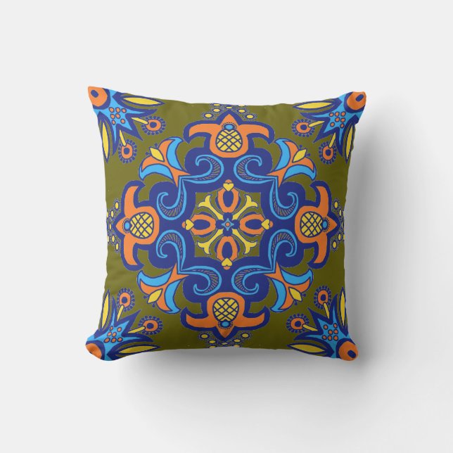 Beauful Boho Talavera Tile Kussen (Voorkant)