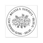 Beauful Bouquet of Roos Flowers Round Address 3 Zelfinktende Stempel (Design)