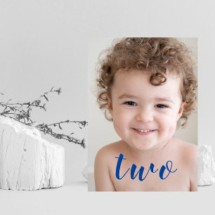 Beauful Boy GIRL 2e verjaardag Foto Blue Kaart