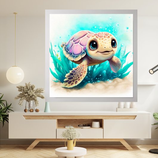 Beauful Boy Ocean Zee Cute Turtle Colorful Gifts Poster