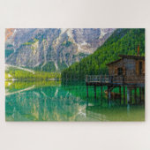 Beauful Braies Lake landscape, Italië Legpuzzel (Horizontaal)