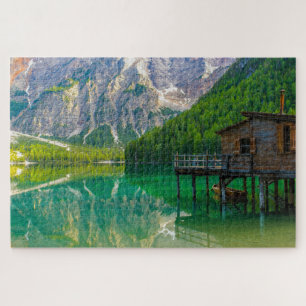 Beauful Braies Lake landscape, Italië Legpuzzel