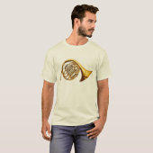 Beauful Brass French Horn Musical Instrument T-shirt (Voorkant volledig)