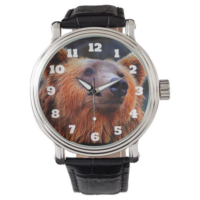 Beauful Brown Beer Portret Wildlife Foto Horloge (Voorkant)