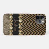 Beauful Brown Chevron Glitter Jewels Elegant Case-Mate iPhone Case (Achterkant (horizontaal))