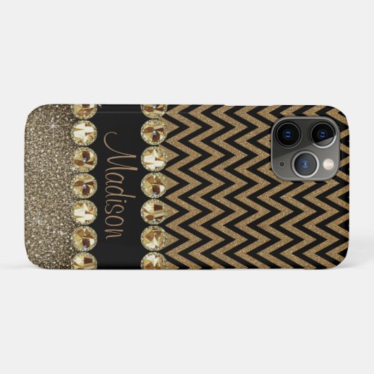 Beauful Brown Chevron Glitter Jewels Elegant Case-Mate iPhone Case (Achterkant (horizontaal))