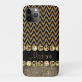 Beauful Brown Chevron Glitter Jewels Elegant Case-Mate iPhone Case (Achterkant)