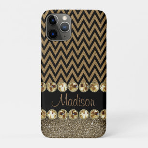 Beauful Brown Chevron Glitter Jewels Elegant Case-Mate iPhone Case