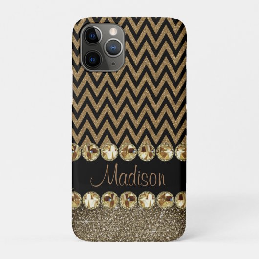 Beauful Brown Chevron Glitter Jewels Elegant Case-Mate iPhone Case (Achterkant)