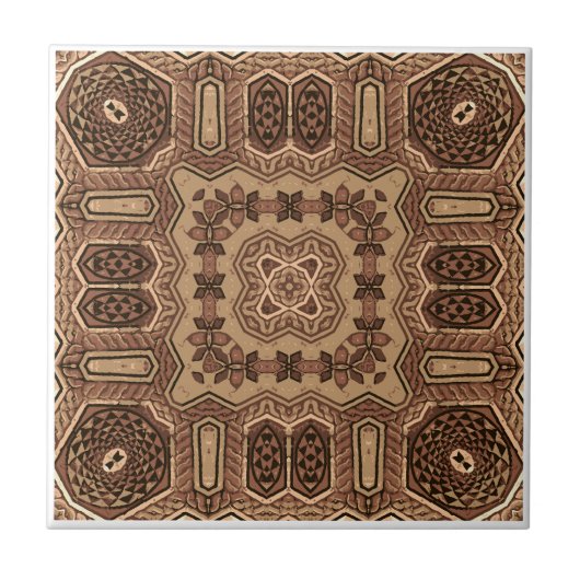 Beauful Brown Mosaic Mandala naaamless Pattern Tegeltje (Voorkant)