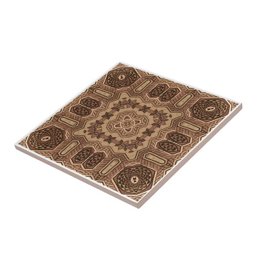 Beauful Brown Mosaic Mandala naaamless Pattern Tegeltje (Zijkant)