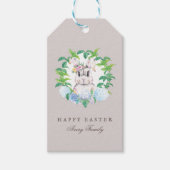 Beauful Bunny Floral Wreath Pasen Cadeaulabel (Voorkant)