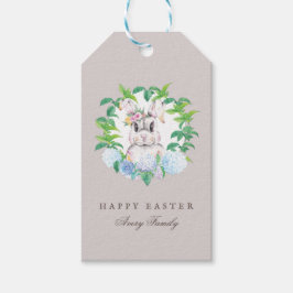 Beauful Bunny Floral Wreath Pasen Cadeaulabel