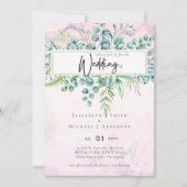 Beauful Burgundy Blue Eucalyptus Greenery Invite (Voorkant)