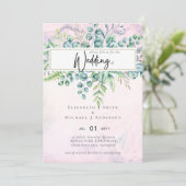 Beauful Burgundy Blue Eucalyptus Greenery Invite (Staand voorkant)