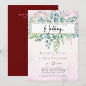 Beauful Burgundy Blue Eucalyptus Greenery Invite (Voorkant / Achterkant)