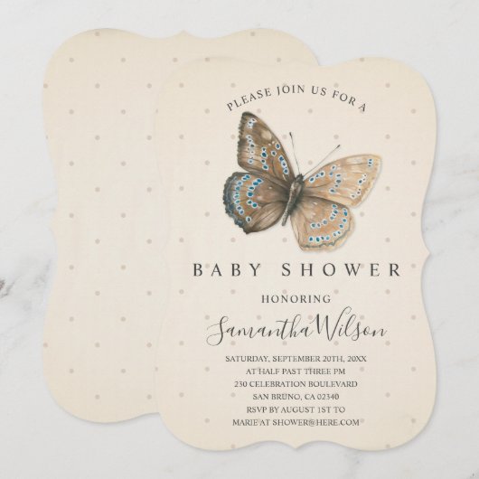 Beauful Butterfly Baby shower Invitation Kaart (Voorkant / Achterkant)